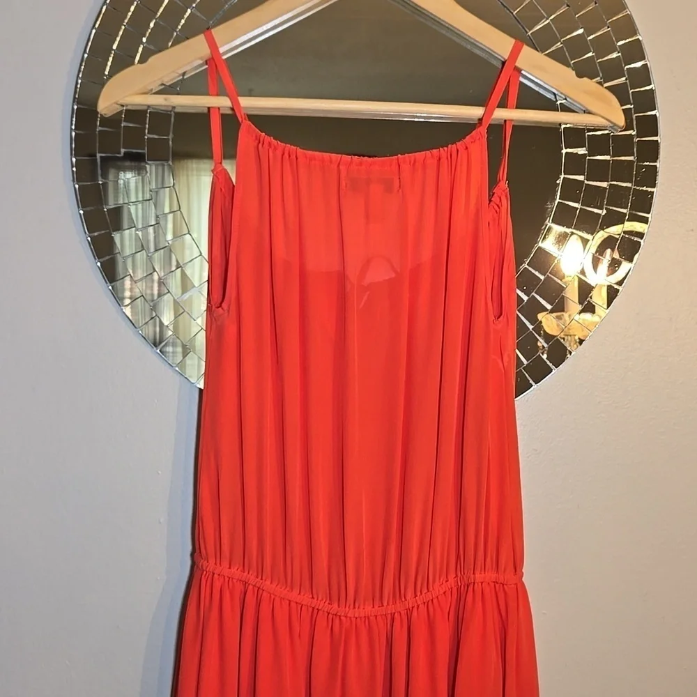 J. Crew Washable Silk Sleeveless A-Line Lined Chiffon Coral Maxi Dress NWOT
